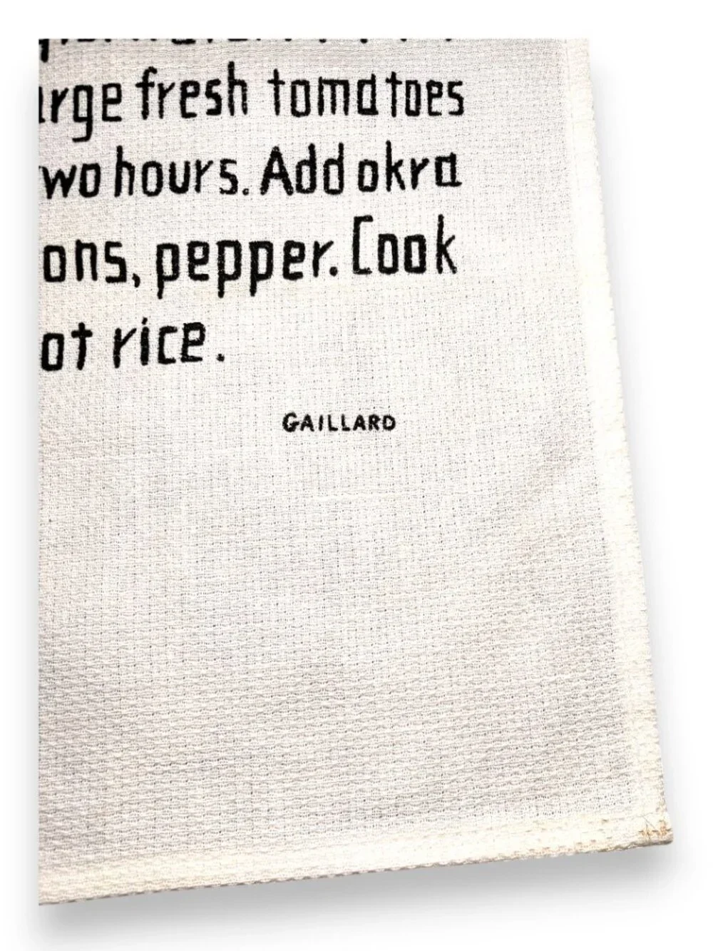 Vintage Gaillard Original Charleston Okra Soup Recipe Tea Towel Southern Folk Ar